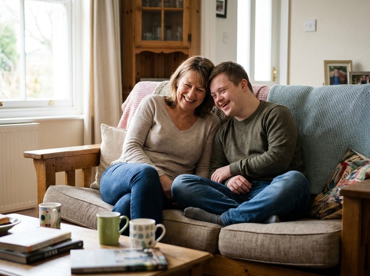A caregiver and an individual connecting with warmth and respect
